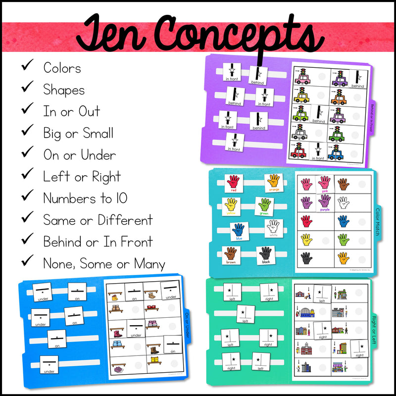 Basic Concepts File Folder Games and Activities – Autism Work Tasks