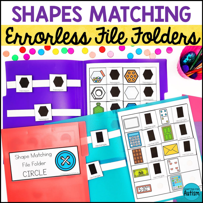 Errorless Shape Matching File Folder Games and Activities – Autism Work ...