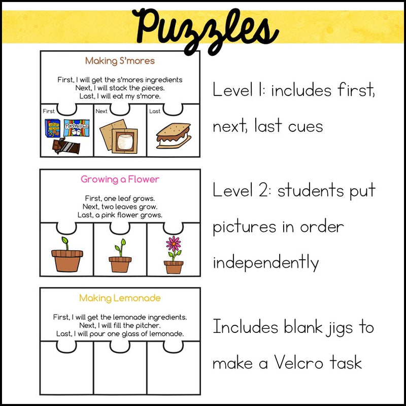 Three Step Sequencing Read and Sequence Puzzles – Autism Work Tasks