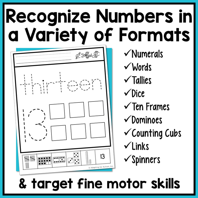 Errorless Learning Cut and Paste Activities- Numbers 1-20 – Autism Work ...