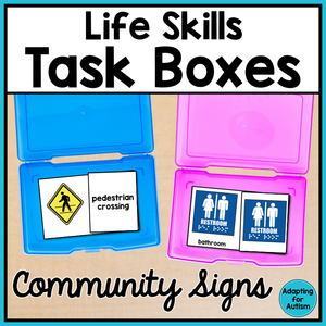 Life Skills Task Boxes - Community Signs Vocabulary