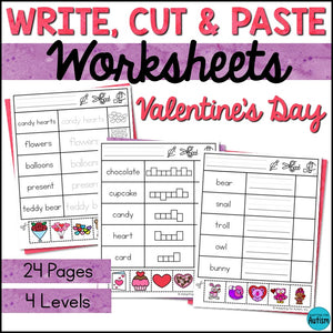 Valentine's Day Write Cut and Paste Worksheets