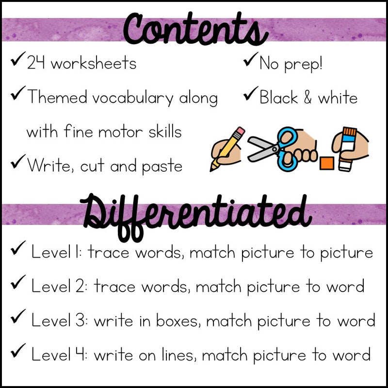Valentine's Day Write Cut and Paste Worksheets – Autism Work Tasks