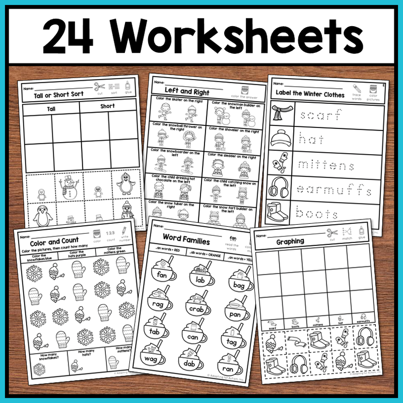 Winter File Folder Activities Worksheets & Tasks – Autism Work Tasks