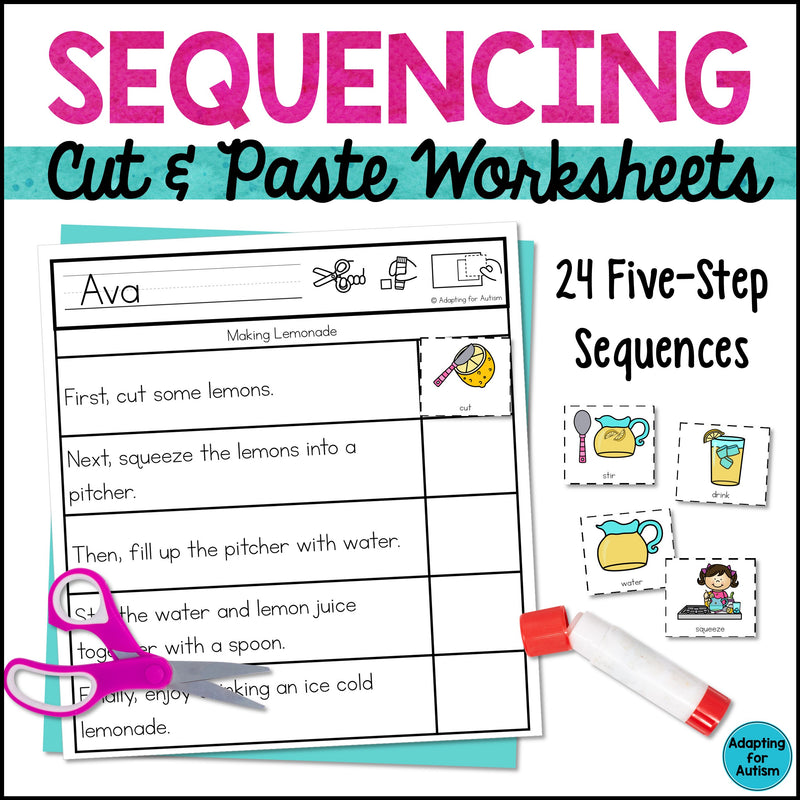 Cut and Paste Sequencing Activities (5 step) – Autism Work Tasks