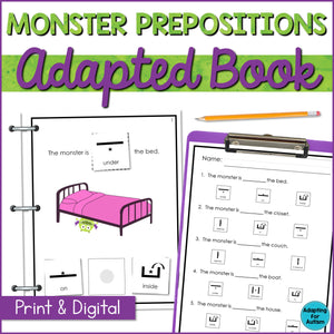 Prepositions Adapted Book: Where is the Monster? (Print and Digital)