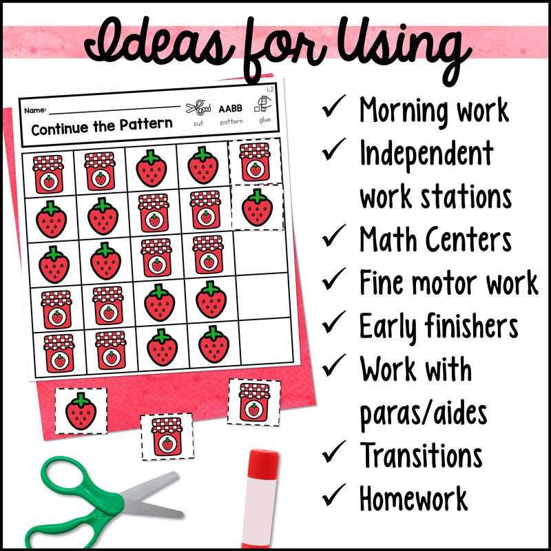 Spring Patterns Cut and Paste Activities – Autism Work Tasks