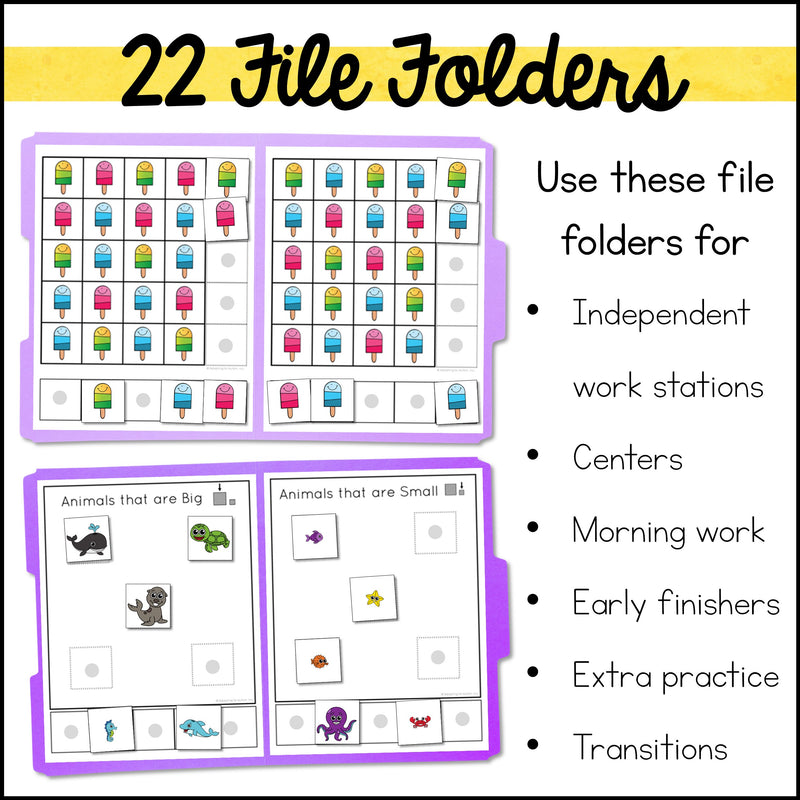 Summer Basic Skills File Folder Games and Activities – Autism Work Tasks