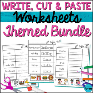 Themed Write Cut and Paste Activities Bundle