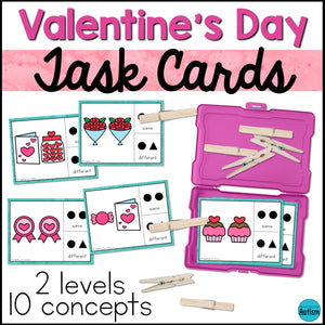 Special Education Task Boxes | Valentine's Day Basic Concepts