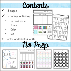 100th Day of School Activities Special Education - Errorless Learning Worksheets