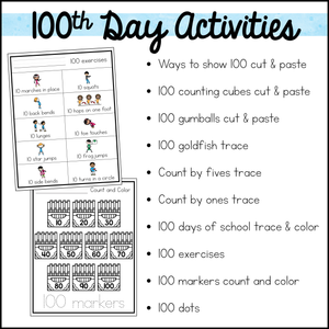 100th Day of School Activities Special Education - Errorless Learning Worksheets