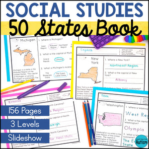 50 States Worksheets - Social Studies Activities for Special Education