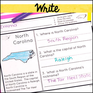 50 States Worksheets - Social Studies Activities for Special Education