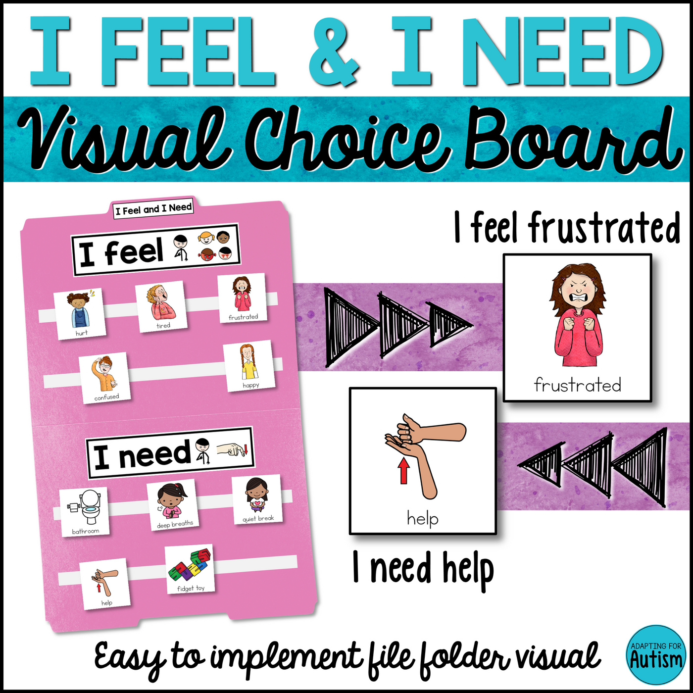 I Feel and I Need Visual Aid File Folder for Special Education and ...