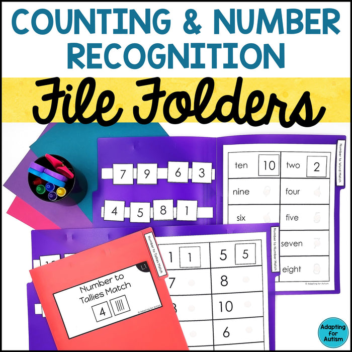 Number Recognition and Counting File Folder Games