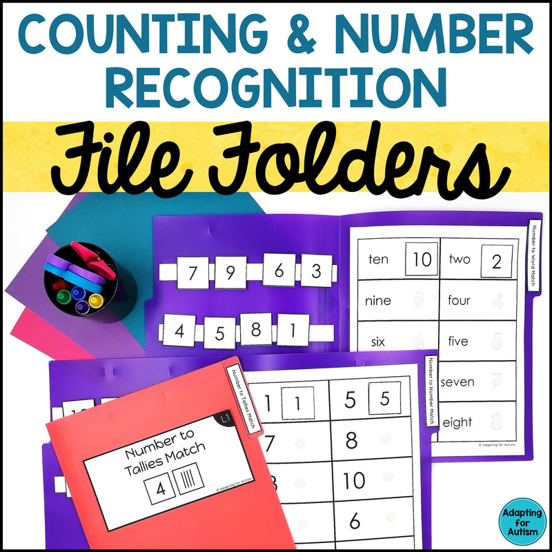 Number Recognition and Counting File Folder Games – Autism Work Tasks