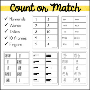 Number Recognition and Counting File Folder Games