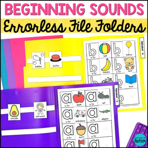 Beginning Sounds File Folder Games - Errorless Matching Activities