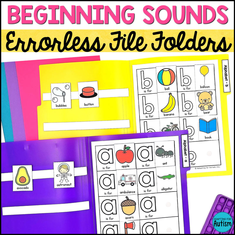 Beginning Sounds File Folder Games - Errorless Matching Activities ...