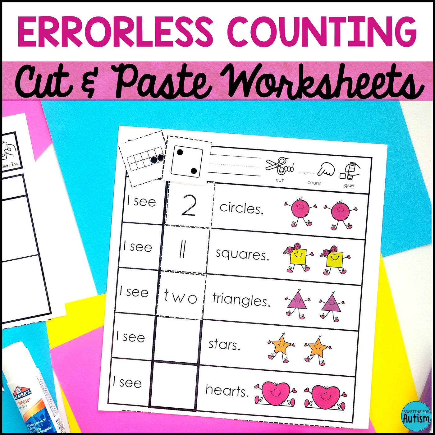 Math Errorless Task Errorless Learning Cut and Paste Math Activities | Counting 1-10 ...