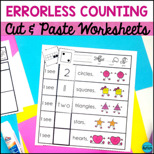Errorless Learning Cut and Paste Math Activities | Counting 1-10