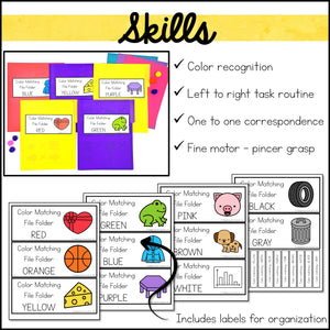 Errorless Learning File Folder Games | Color Matching