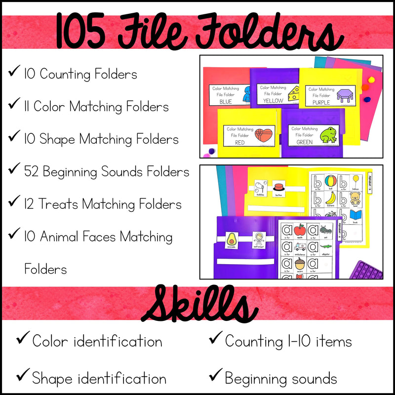 File Folder Task Work Errorless Matching File Folders BUNDLE – Autism Work Tasks