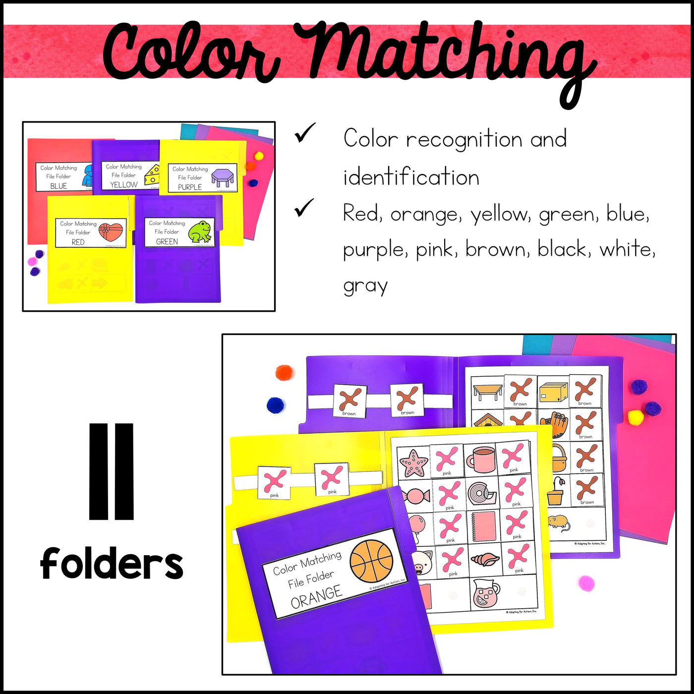 Errorless Matching File Folders BUNDLE – Autism Work Tasks