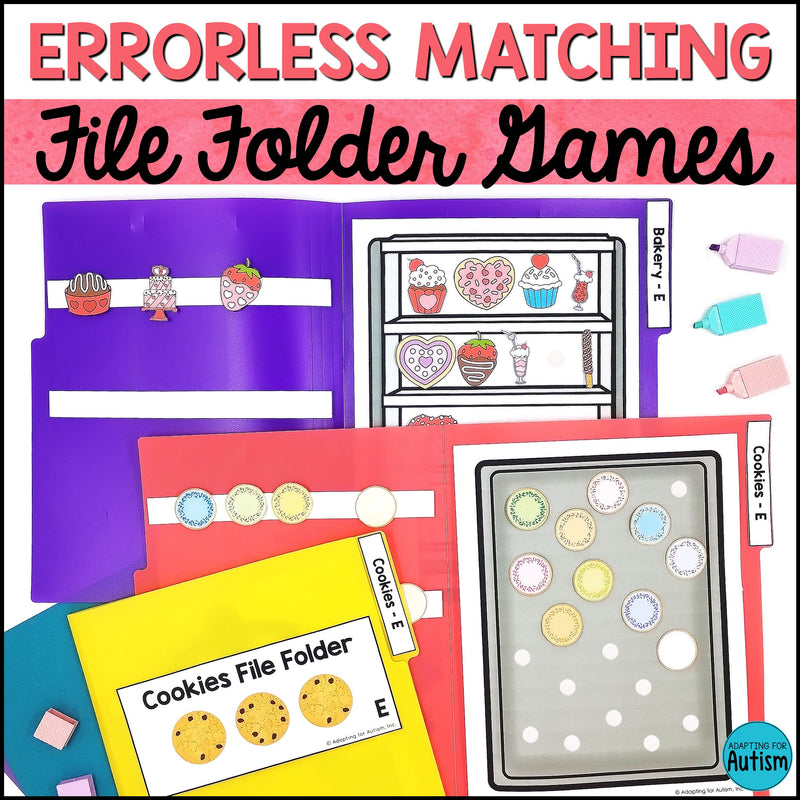 Errorless Matching File Folder Games and Activities – Autism Work Tasks