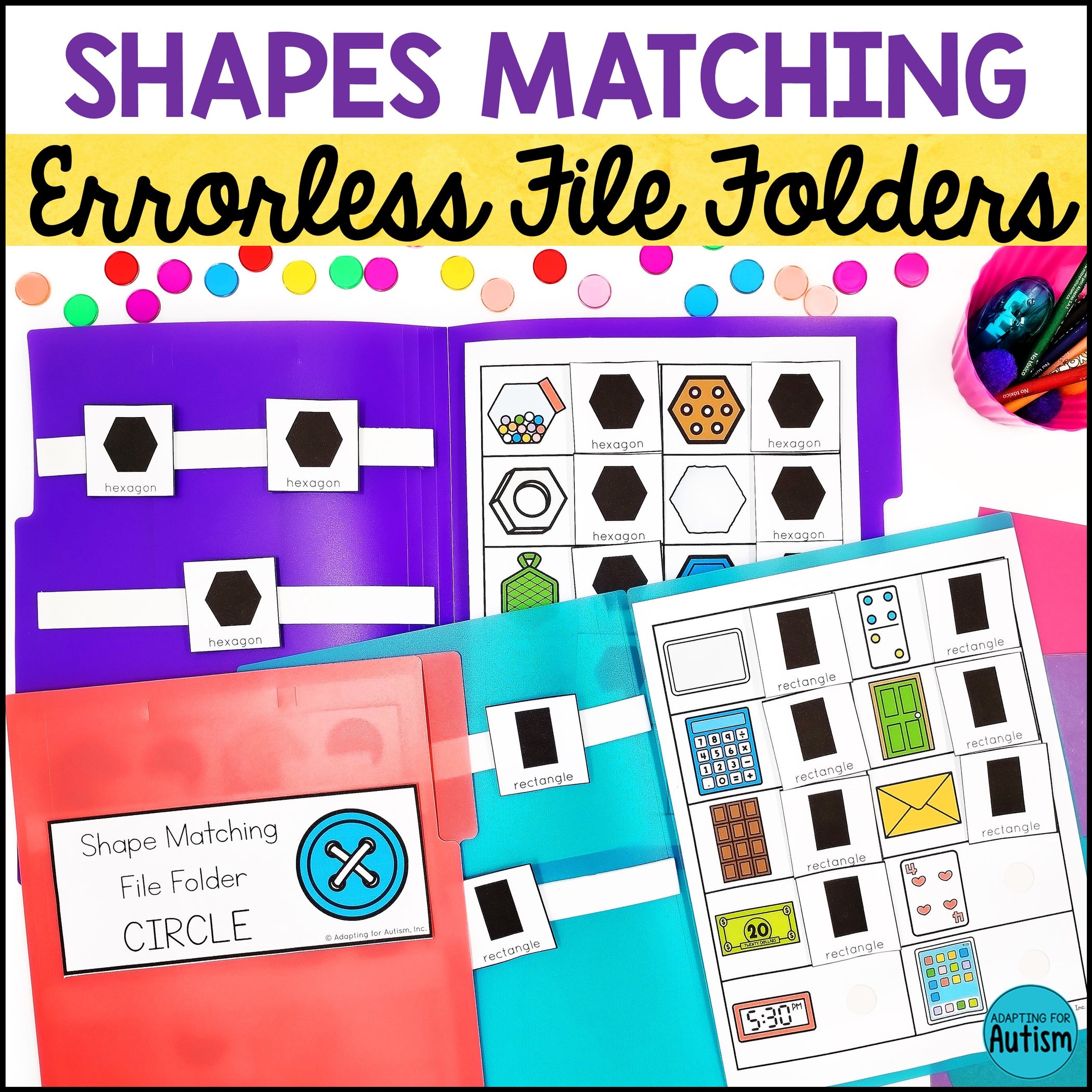 Errorless Shape Matching File Folder Games and Activities – Autism Work ...