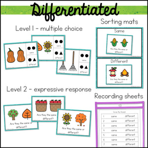 Special Education Task Boxes | Fall Basic Concepts