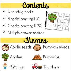 Fall Counting Activities Math Adapted Books | Count 1-20