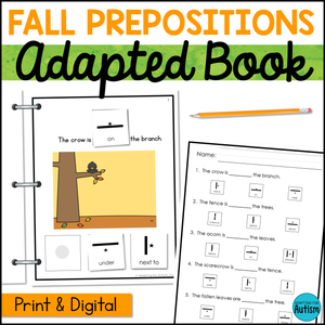 Fall Spatial Concepts Adapted Book for Special Education | Prepositions