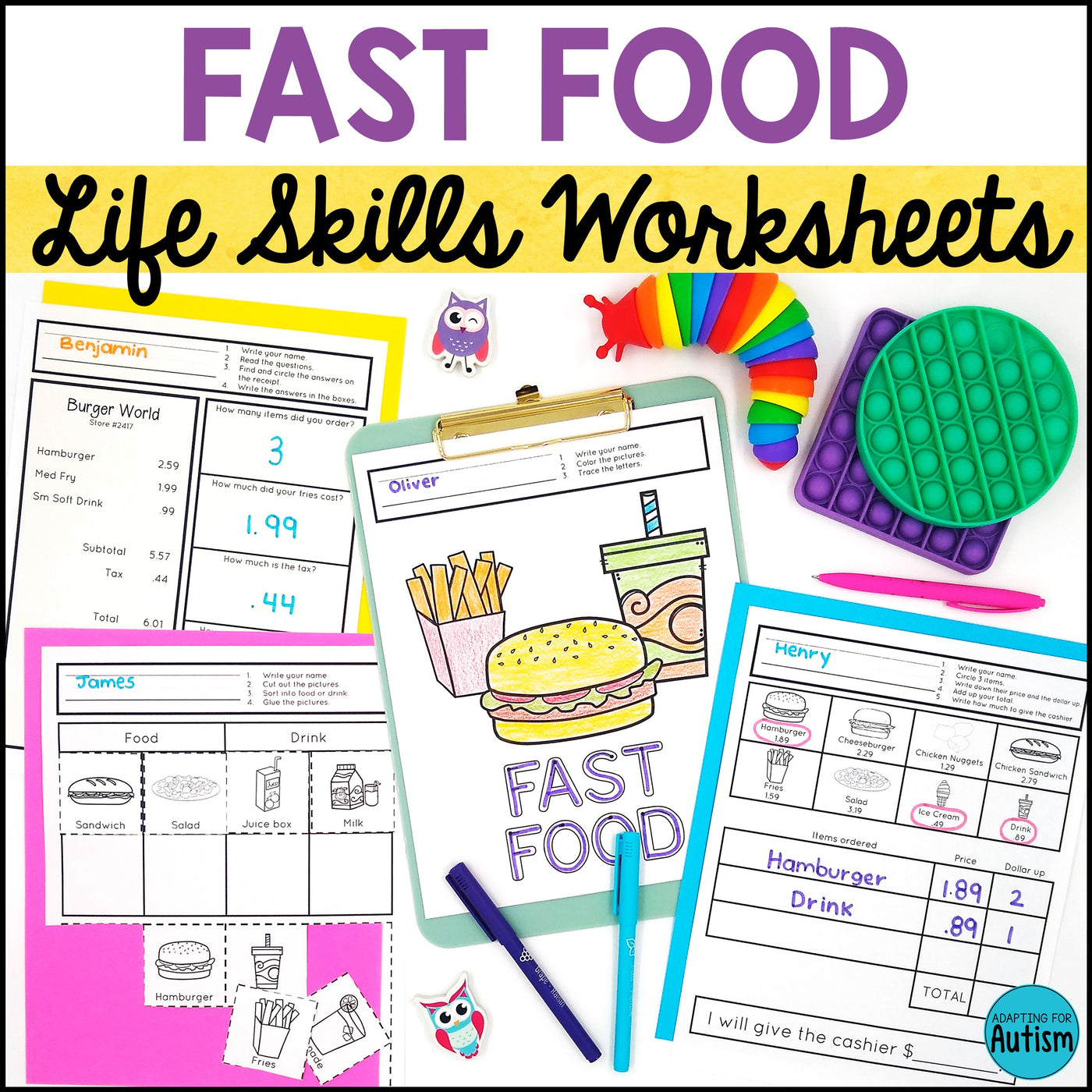 Fast Food Worksheets Activities Life Skills Worksheets Fast Food