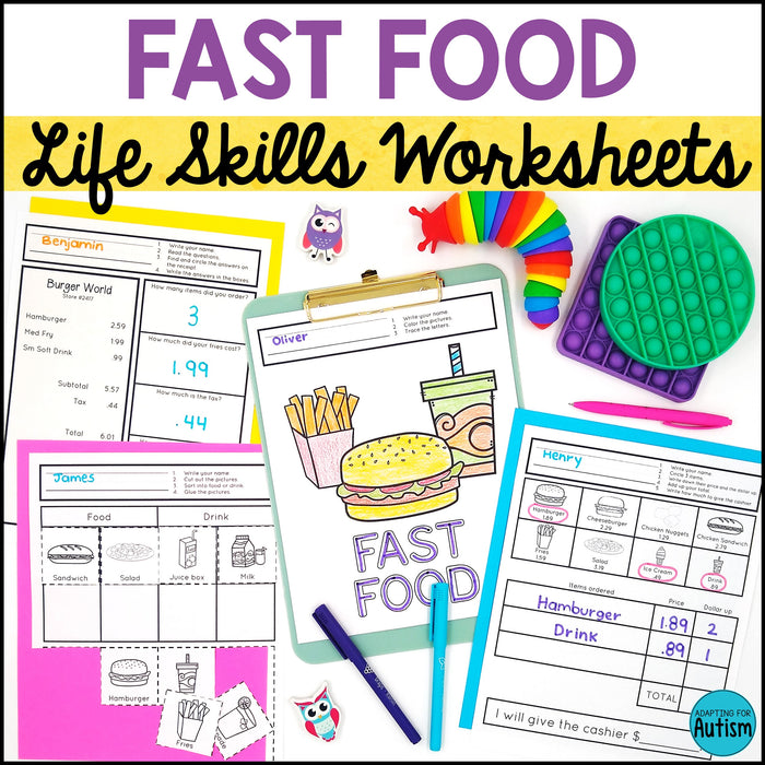 Life Skills Worksheets - Fast Food Restaurants