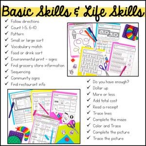 Life Skills Worksheets - Fast Food Restaurants