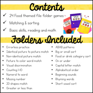 Food File Folder Games and Activities