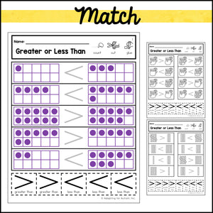 Cut and Paste Math Worksheets Greater or Less Than Comparing Numbers Activities