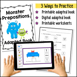 Prepositions Adapted Book: Where is the Monster? (Print and Digital)