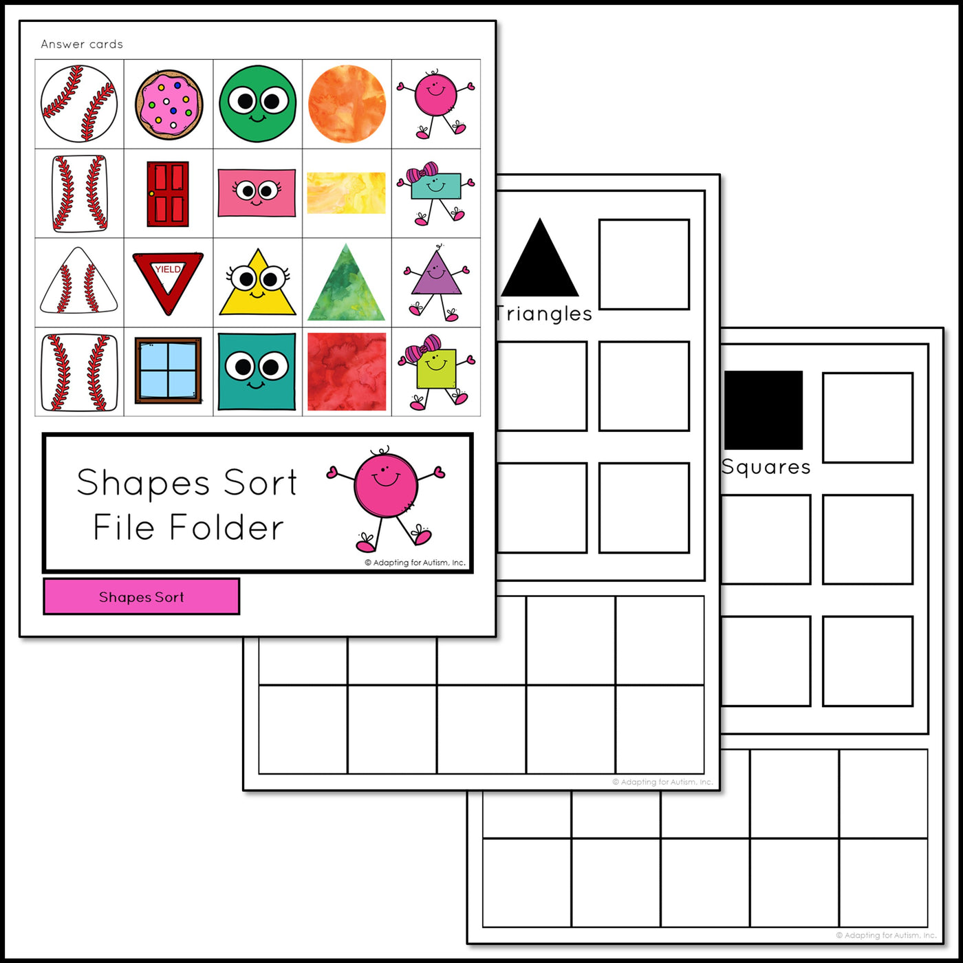 Shapes Sorting File Folder Game – Autism Work Tasks