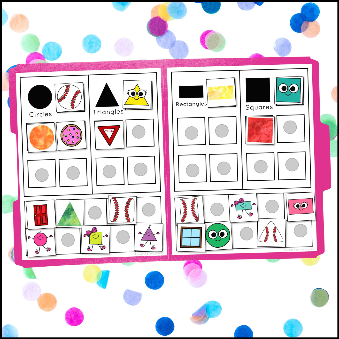 Shapes Sorting File Folder Game – Autism Work Tasks