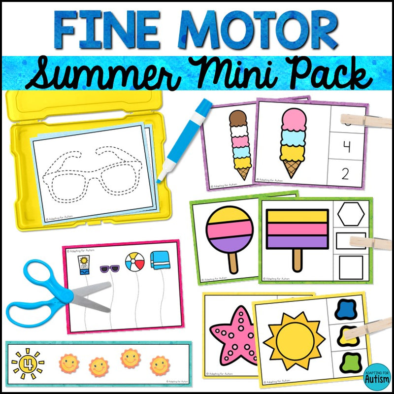 Summer Fine Motor Activities and Task Cards Mini Pack – Autism Work Tasks