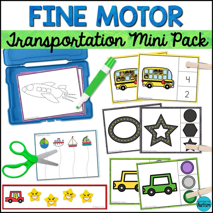 Transportation Fine Motor Activities and Task Cards Mini Pack