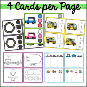 Transportation Fine Motor Activities and Task Cards Mini Pack