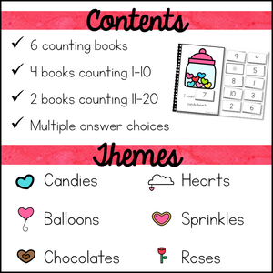 Valentine's Day Counting Activities Math Adapted Books - Counting 1-20 Activities