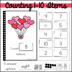 Valentine's Day Counting Activities Math Adapted Books - Counting 1-20 Activities