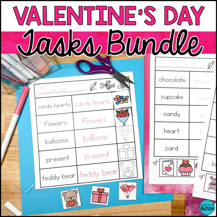 Special Education Valentine's Day Activities - File Folders, Cut & Paste Worksheets & Adapted Books