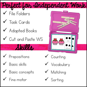 Special Education Valentine's Day Activities - File Folders, Cut & Paste Worksheets & Adapted Books