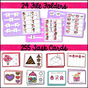 Special Education Valentine's Day Activities - File Folders, Cut & Paste Worksheets & Adapted Books